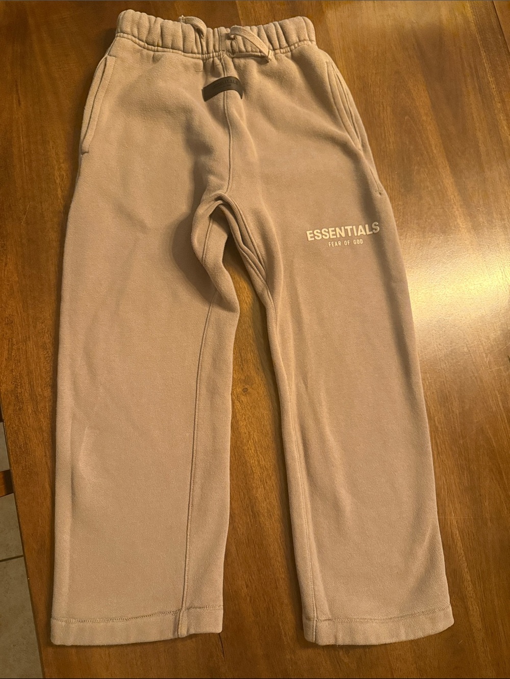 Essentials Kids Tan Joggers with White Logo